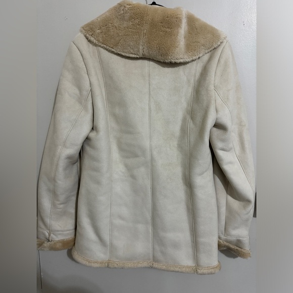 Calvin Klein Tan Faux Shearling Faux Suede Coat Jacket Size S - Picture 6 of 12